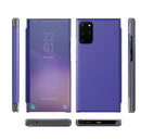 For Samsung Galaxy S20+ Carbon Fiber Texture View Time Horizontal Flip Leather Case with Holder & Touch Call Display ID(Blue)