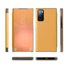 For Samsung Galaxy S20 FE Carbon Fiber Texture View Time Horizontal Flip Leather Case with Holder & Touch Call Display ID(Yellow)