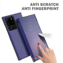 For Samsung Galaxy S20 Ultra Carbon Fiber Texture View Time Horizontal Flip Leather Case with Holder & Touch Call Display ID(Blue)