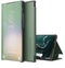 For Samsung Galaxy S21 FE Carbon Fiber Texture View Time Horizontal Flip Leather Case with Holder & Touch Call Display ID(Green)