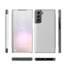 For Samsung Galaxy S21 FE Carbon Fiber Texture View Time Horizontal Flip Leather Case with Holder & Touch Call Display ID(White)