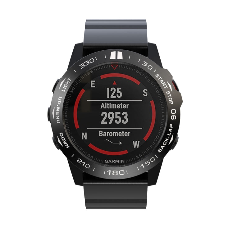 For Garmin Fenix 5X/5X Plus Smart Watch Steel Bezel Ring, B Version(Black Ring White Letter)