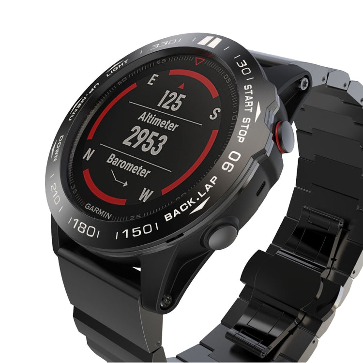 For Garmin Fenix 5X/5X Plus Smart Watch Steel Bezel Ring, B Version(Black Ring White Letter)
