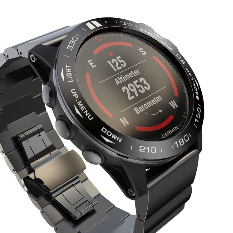 For Garmin Fenix 5X/5X Plus Smart Watch Steel Bezel Ring, B Version(Black Ring White Letter)