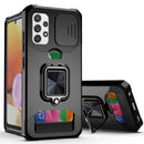 For Samsung Galaxy A32 4G Sliding Camera Cover Design PC + TPU Shockproof Case with Ring Holder & Card Slot(Black)