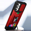 For Samsung Galaxy A32 4G Sliding Camera Cover Design PC + TPU Shockproof Case with Ring Holder & Card Slot(Black)