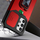 For Samsung Galaxy A32 4G Sliding Camera Cover Design PC + TPU Shockproof Case with Ring Holder & Card Slot(Red)