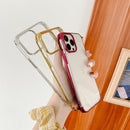 Three Sections Electroplating TPU Protective Case For iPhone 13 Pro(Pink)