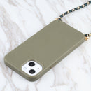 Wheat Straw Material + TPU Shockproof Case with Neck Lanyard For iPhone 13 mini(Dark Green)