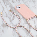 Wheat Straw Material + TPU Shockproof Case with Neck Lanyard For iPhone 13 mini(Pink)