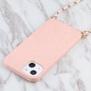 Wheat Straw Material + TPU Shockproof Case with Neck Lanyard For iPhone 13 mini(Pink)