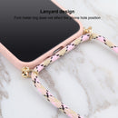 Wheat Straw Material + TPU Shockproof Case with Neck Lanyard For iPhone 13 mini(Pink)