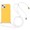 Wheat Straw Material + TPU Shockproof Case with Neck Lanyard For iPhone 13 mini(Yellow)