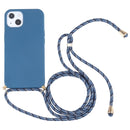 Wheat Straw Material + TPU Shockproof Case with Neck Lanyard For iPhone 13 mini(Blue)