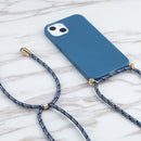 Wheat Straw Material + TPU Shockproof Case with Neck Lanyard For iPhone 13 mini(Blue)