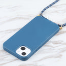 Wheat Straw Material + TPU Shockproof Case with Neck Lanyard For iPhone 13 mini(Blue)