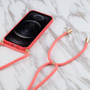 Wheat Straw Material + TPU Shockproof Case with Neck Lanyard For iPhone 13 mini(Red)