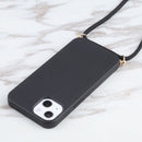 Wheat Straw Material + TPU Shockproof Case with Neck Lanyard For iPhone 13 mini(Black)