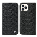 Fierre Shann Crocodile Texture Magnetic Horizontal Flip Genuine Leather Case with Holder & Card Slot For iPhone 13 Pro Max(Black)