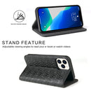 Fierre Shann Crocodile Texture Magnetic Horizontal Flip Genuine Leather Case with Holder & Card Slot For iPhone 13 Pro Max(Black)