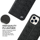 Fierre Shann Crocodile Texture Magnetic Horizontal Flip Genuine Leather Case with Holder & Card Slot For iPhone 13 Pro Max(Black)