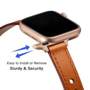 14mm Couple Style Leather Watch Band For Apple Watch Ultra 49mm / Series 8&7 45mm / SE 2&6&SE&5&4 44mm / 3&2&1 42mm(Semi-oiled Rose Gold Buckle)