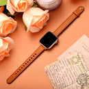 14mm Couple Style Leather Watch Band For Apple Watch Ultra 49mm / Series 8&7 45mm / SE 2&6&SE&5&4 44mm / 3&2&1 42mm(Semi-oiled Rose Gold Buckle)