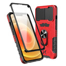 All-inclusive PC TPU Tempered Glass Film Integral Shockproof Case For iPhone 13(Red)