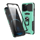 All-inclusive PC TPU Tempered Glass Film Integral Shockproof Case For iPhone 13 Pro(Green)