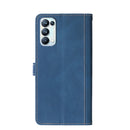 For OPPO Reno 5 Stitching Skin Feel Magnetic Buckle Horizontal Flip PU Leather Case with Holder & Card Slots & Wallet(Blue)