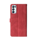 For OPPO Reno 5 Stitching Skin Feel Magnetic Buckle Horizontal Flip PU Leather Case with Holder & Card Slots & Wallet(Red)