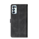 For OPPO Reno 5 Stitching Skin Feel Magnetic Buckle Horizontal Flip PU Leather Case with Holder & Card Slots & Wallet(Black)