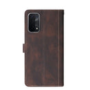 For OPPO A74 5G Stitching Skin Feel Magnetic Buckle Horizontal Flip PU Leather Case with Holder & Card Slots & Wallet(Brown)