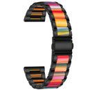 For Garmin Venu/Vivoactive 3 Music 20mm Universal Three-beads Stainless Steel + Resin Watch Band(Black+Rainbow)