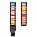 For Garmin Venu/Vivoactive 3 Music 20mm Universal Three-beads Stainless Steel + Resin Watch Band(Black+Rainbow)