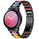 For Garmin Venu/Vivoactive 3 Music 20mm Universal Three-beads Stainless Steel + Resin Watch Band(Black+Rainbow)