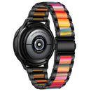 For Garmin Venu/Vivoactive 3 Music 20mm Universal Three-beads Stainless Steel + Resin Watch Band(Black+Rainbow)