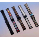 For Garmin Venu/Vivoactive 3 Music 20mm Universal Three-beads Stainless Steel + Resin Watch Band(Black+Rainbow)