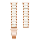 For Garmin Venu/Vivoactive 3 Music 20mm Universal Three-beads Stainless Steel + Resin Watch Band(Rose Gold+Pearl White)