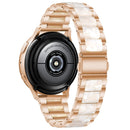 For Garmin Venu/Vivoactive 3 Music 20mm Universal Three-beads Stainless Steel + Resin Watch Band(Rose Gold+Pearl White)