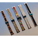 For Garmin Venu/Vivoactive 3 Music 20mm Universal Three-beads Stainless Steel + Resin Watch Band(Rose Gold+Pearl White)
