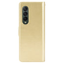 For Samsung Galaxy Z Fold3 5G Crazy Horse Texture Horizontal Flip Leather Case with Holder & Card Slots & Lanyard(Gold)