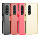 For Samsung Galaxy Z Fold3 5G Crazy Horse Texture Horizontal Flip Leather Case with Holder & Card Slots & Lanyard(Gold)