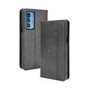For Motorola Edge 20 Pro / Edge S Pro Magnetic Buckle Retro Crazy Horse Texture Horizontal Flip Leather Case with Holder & Card Slots & Photo Frame(Black)