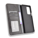 For Motorola Edge 20 Pro / Edge S Pro Magnetic Buckle Retro Crazy Horse Texture Horizontal Flip Leather Case with Holder & Card Slots & Photo Frame(Black)