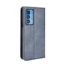 For Motorola Edge 20 Pro / Edge S Pro Magnetic Buckle Retro Crazy Horse Texture Horizontal Flip Leather Case with Holder & Card Slots & Photo Frame(Blue)