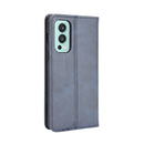 For OnePlus Nord 2 5G Magnetic Buckle Retro Crazy Horse Texture Horizontal Flip Leather Case with Holder & Card Slots & Photo Frame(Blue)