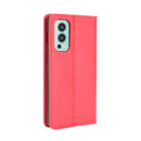 For OnePlus Nord 2 5G Magnetic Buckle Retro Crazy Horse Texture Horizontal Flip Leather Case with Holder & Card Slots & Photo Frame(Red)
