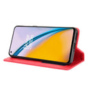 For OnePlus Nord 2 5G Magnetic Buckle Retro Crazy Horse Texture Horizontal Flip Leather Case with Holder & Card Slots & Photo Frame(Red)