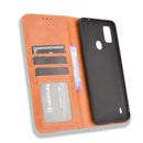 For ZTE Blade A51 Magnetic Buckle Retro Crazy Horse Texture Horizontal Flip Leather Case with Holder & Card Slots & Photo Frame(Brown)